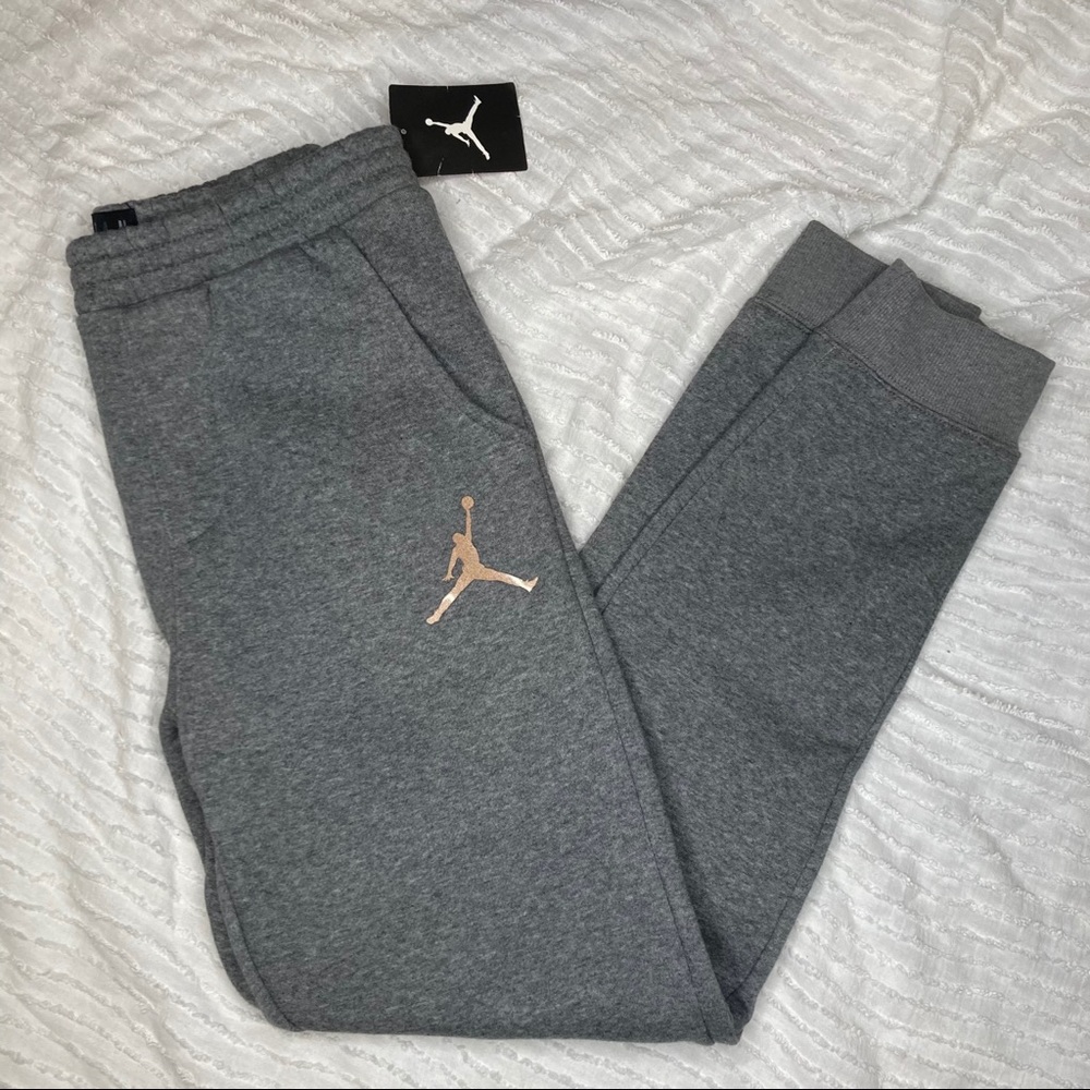 Air Jordan Jumpman Sweatpants Gray Joggers XL Gold
